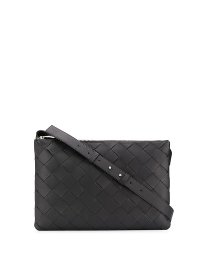 intrecciato woven messenger bag