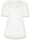 smocked short-sleeve blouse