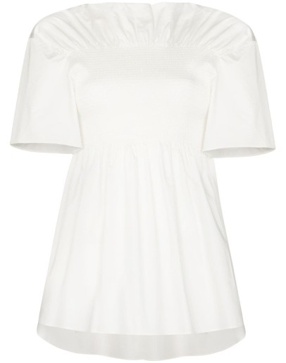 smocked short-sleeve blouse