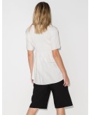 smocked short-sleeve blouse