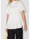 smocked short-sleeve blouse