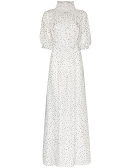 polka dot high neck maxi dress