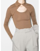 panelled cutout knitted top