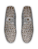 metallic driving loafers
