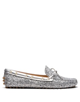 metallic driving loafers