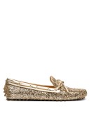 metallic-effect driving loafers