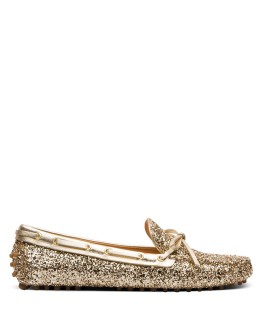 metallic-effect driving loafers