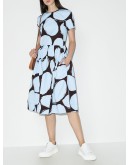 dot print flared dress