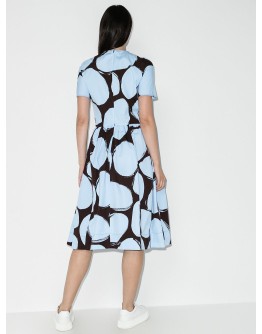 dot print flared dress
