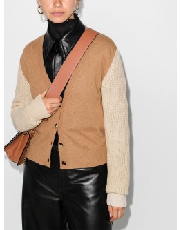 contrast-sleeve button-up cardigan