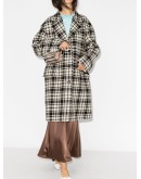 shetland check single breasted coat