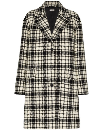 shetland check single breasted coat