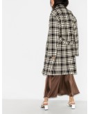 shetland check single breasted coat