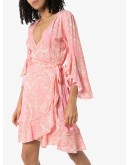 Kirsty ruffled palm-print wrap dress
