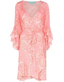 Kirsty ruffled palm-print wrap dress