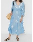 Safia tassel-trim embroidered kaftan 