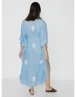 Safia tassel-trim embroidered kaftan 