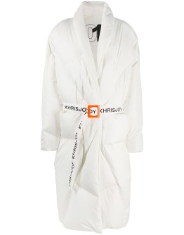 contrast-belt puffer jacket