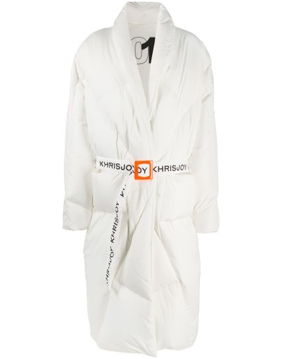 contrast-belt puffer jacket