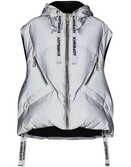 hooded sleeveless puffer jacket