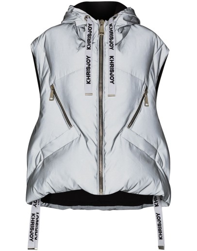 hooded sleeveless puffer jacket
