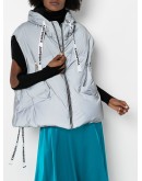 hooded sleeveless puffer jacket
