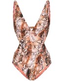 cutout snake-print swimsuit
