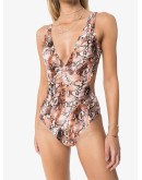cutout snake-print swimsuit