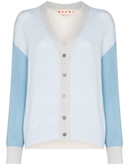 contrasting-sleeve buttoned cardigan