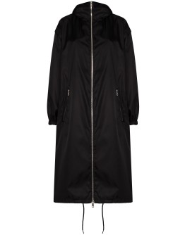 hooded gabardine raincoat