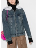 lace-trim denim jacket