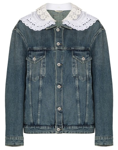lace-trim denim jacket