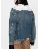 lace-trim denim jacket