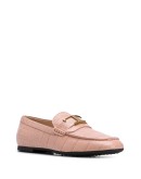 crocodile-effect leather loafers