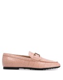 crocodile-effect leather loafers