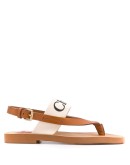 logo print leather sandals