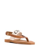 logo print leather sandals