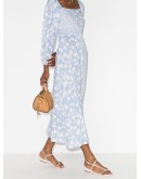 panelled floral-print midi dress