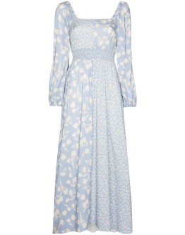 panelled floral-print midi dress
