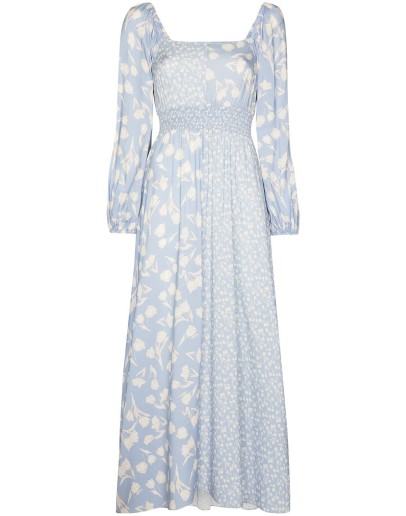 panelled floral-print midi dress