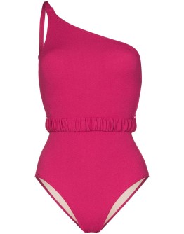 one-shoulder ruched swimsuit