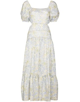 cutout floral-print midi dress