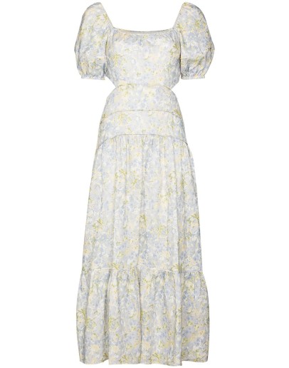 cutout floral-print midi dress
