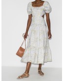 cutout floral-print midi dress