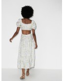 cutout floral-print midi dress