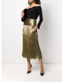 metallic-effect pleated skirt