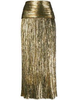 metallic-effect pleated skirt