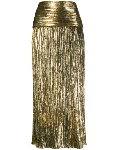 metallic-effect pleated skirt