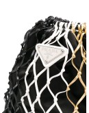 logo plaque net bucket bag