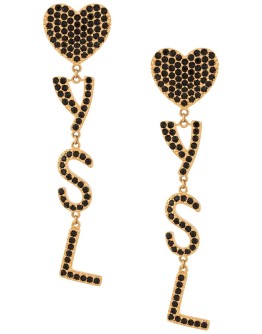 crystal-embellished logo pendant earrings